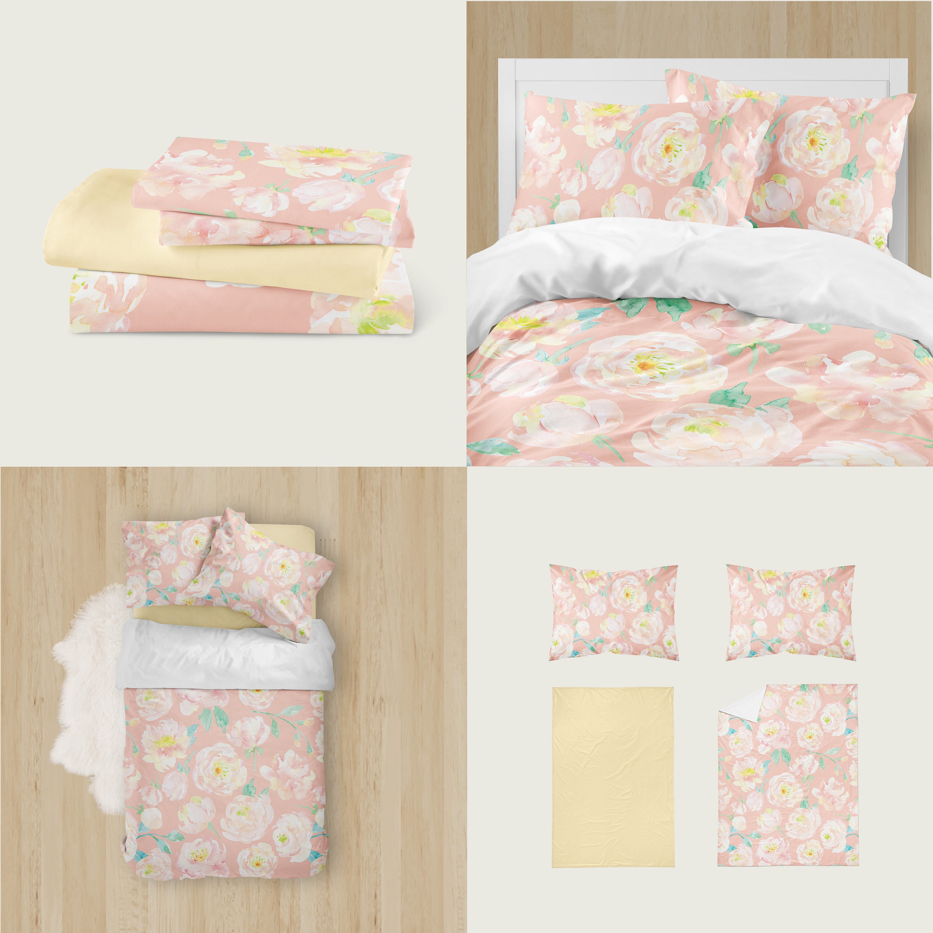 Spring Floral Duvet cover or bed comforter apricot peach Etsy