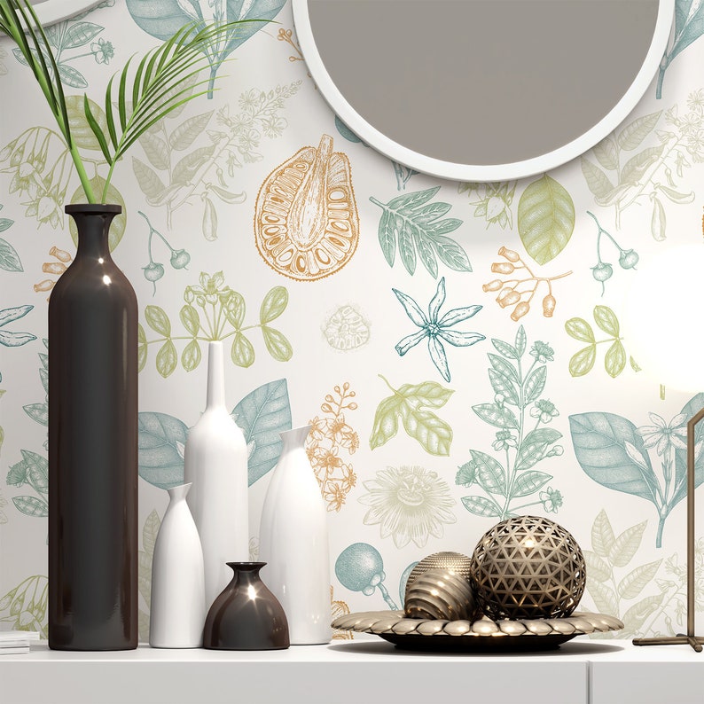 Removable Wallpaper With Botanical Green Leafy Green Nature - Etsy