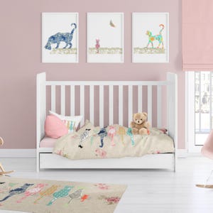Cat Nursery Duvet Cover With Bed Pillows For Baby and Toddler Bedroom Decor: Soft Cotton, Machine Washable | Toddler Room Decor image 3