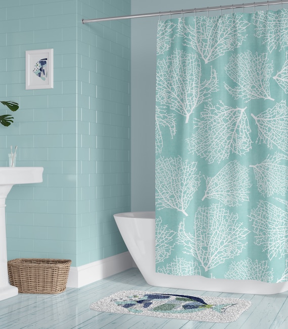 Coastal Blue Shower Curtain for Your Beach Bathroom Decor Coral