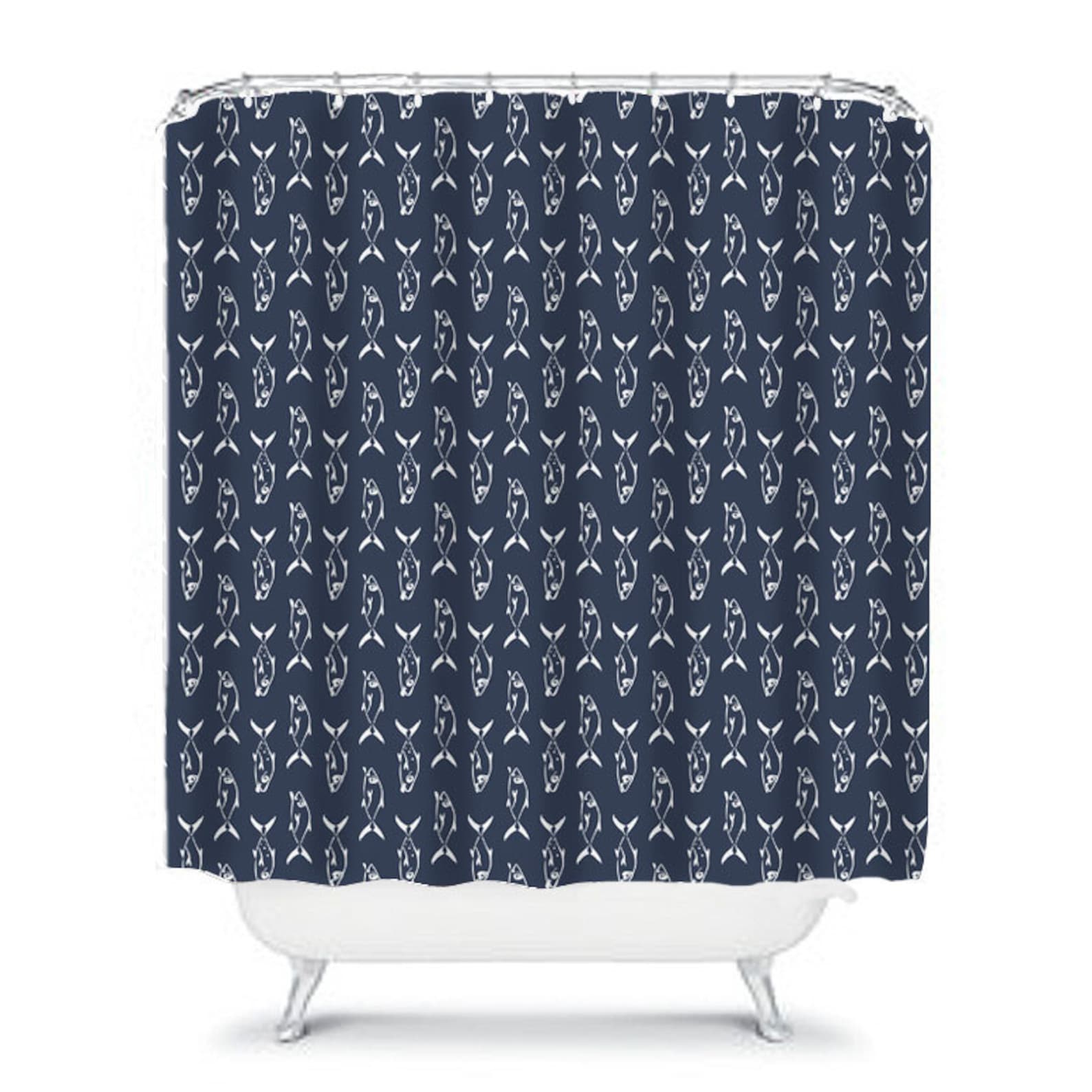 Gender Neutral Shared Bathroom Shower Curtain. Navy Extra Long Etsy