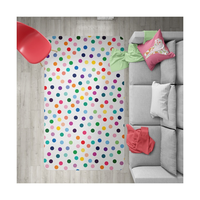 Polka dot play mat nursery area rug nursery decor dorm rug Etsy