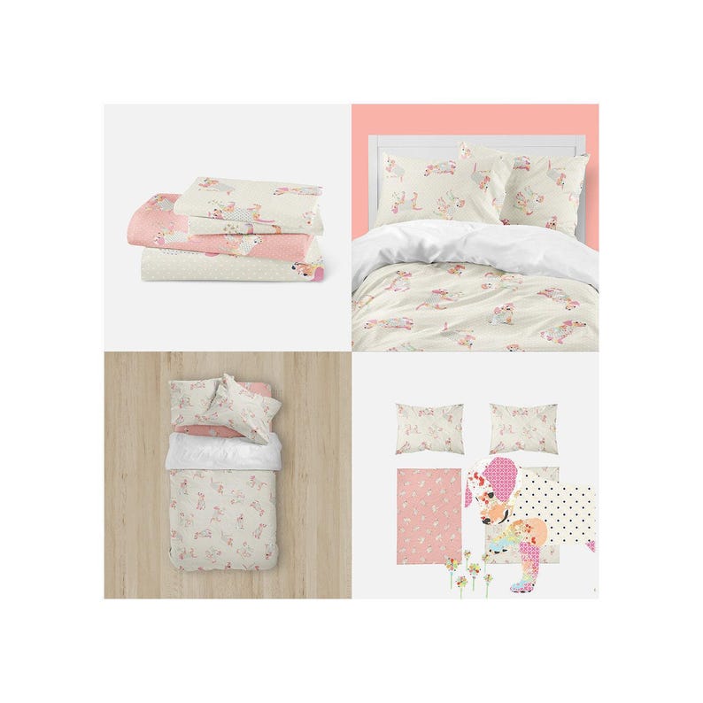 Toddler Girl Bedding Puppy Dog Print: Playful Puppy Design - Microfleece Comforter, Pillowcase & Fitted Sheet Set, Easy Care image 7