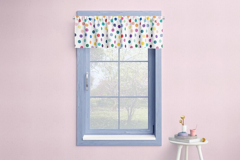 Polka Dots Curtain Valance Window Curtain. Baby Girl Nursery Etsy