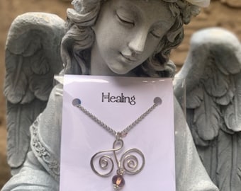 Healing, Zibu Symbol, Sterling Silver Pendant, Fluorite