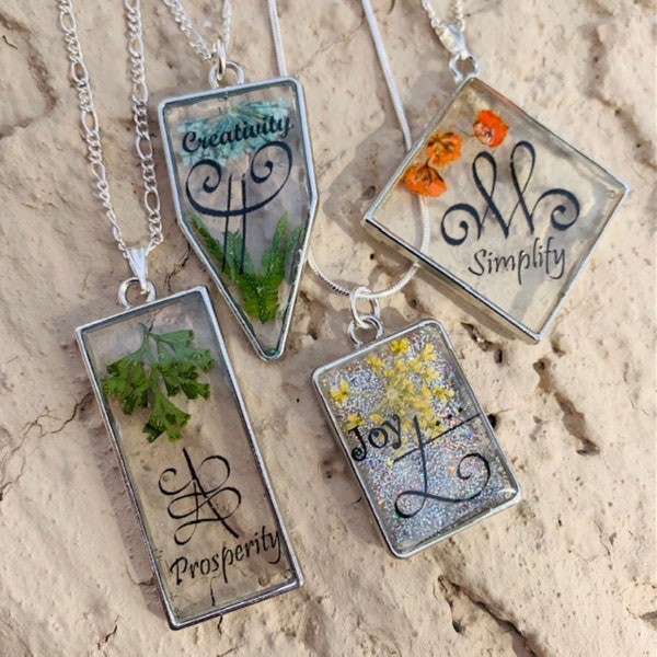 Resin Pendants, Zibu Symbols, Silver-Tone