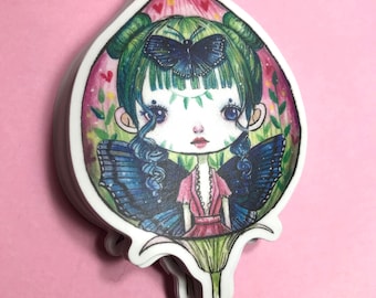 3.3 Inch Fairy in bud Die Cut Vinyl Sticker - OOAK - illustration watercolor - Mermay 2019 by Verona Chen