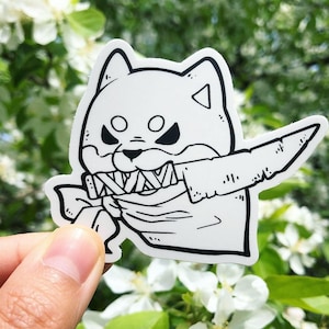 Shiba Inu With Knife Sticker