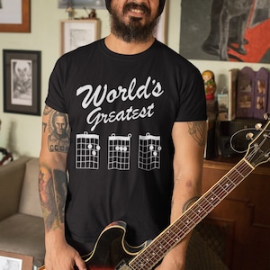 Worlds Greatest Dad Guitar Chords Shirt, Guitar Dad Shirt, Fathers Day Gift, Fathers Day Shirt, Dad Birthday Gift, Guitar Chord Dad T-Shirt image 1