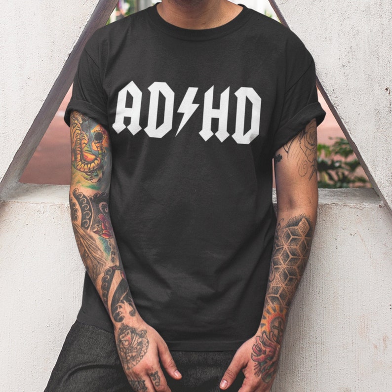 ADHD Shirt, Rock Band inspired Adhd Awareness Shirt, Mental Health Shirt, Adhd Gift for Adhd Humor Graphic Tee, Acdc Parody Shirt, image 1