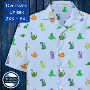 Cartoon Dinosaur Shirt, Dinosaur Button Down Shirt, Dino Summer Shirt, Dinosaur Lovers Gift, Beach Shirt, Hawaiian Shirt for Paleontologist