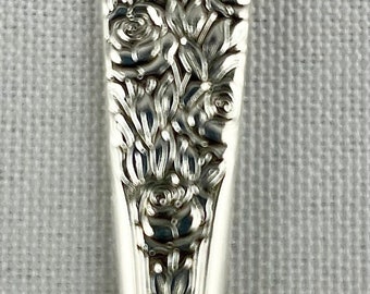 National Silver Co Silverplate Bon Bon Spoon with Rose Decoration