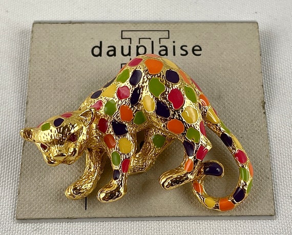 Vintage Dauplaise Goldtone and Multicolored Ename… - image 2