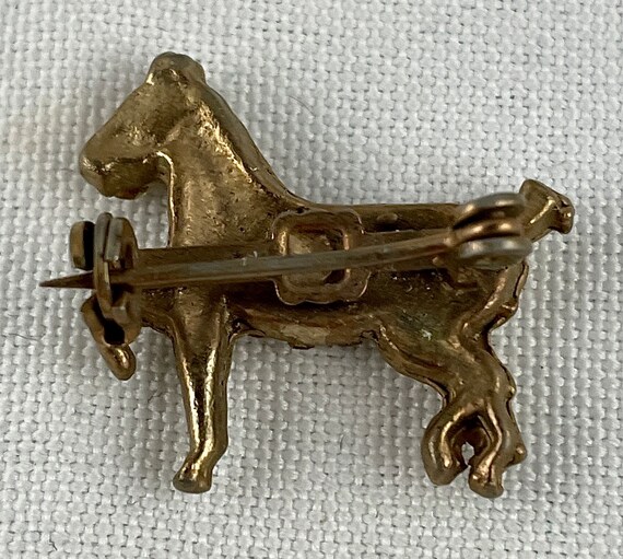 Vintage Miniature Goldtone Trotting Horse Pin Emb… - image 3