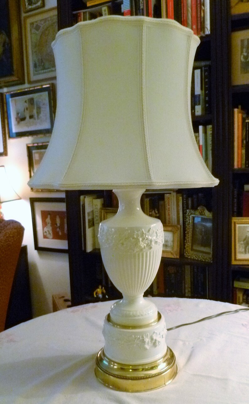 Vintage Wedgwood Queensware Creamy White Urn Shaped Table Lamp Image 0