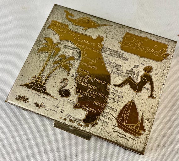 Vintage Rectangular Silvertone/Goldtone Souvenir … - image 1