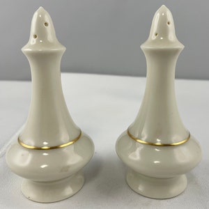 Vintage Pair of Lenox Porcelain Made in the USA Finial Shaped Salt and Pepper Shakers on a Round Foot