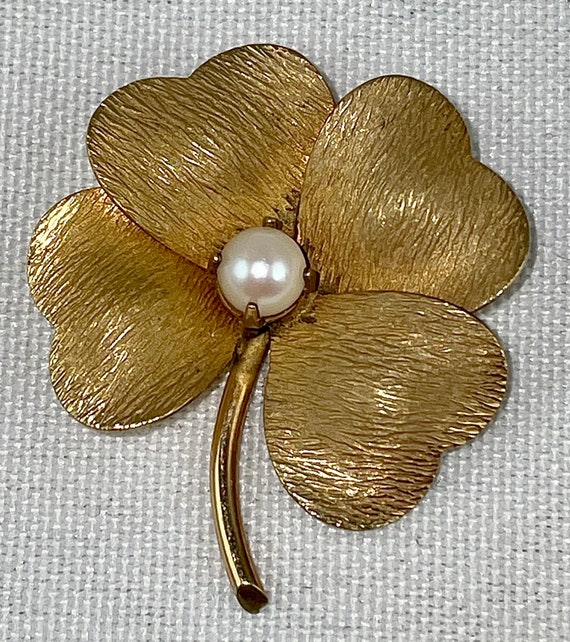 Vintage Small 12 Karat Gold 4 Leaf Clover Pin with