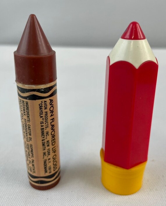 2 Vintage Avon Lip Gloss Holders Chocolate Crayola C… Gem