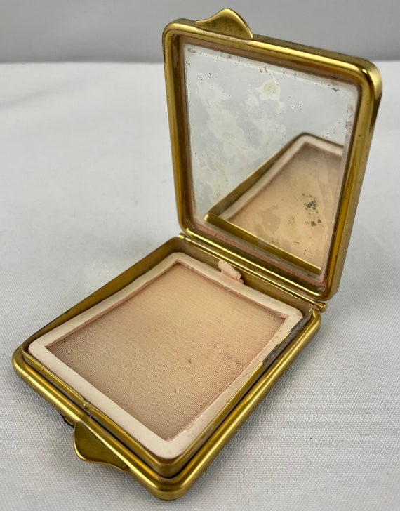 Vintage Vinyl Fabric Rectangular Compact with Gol… - image 4