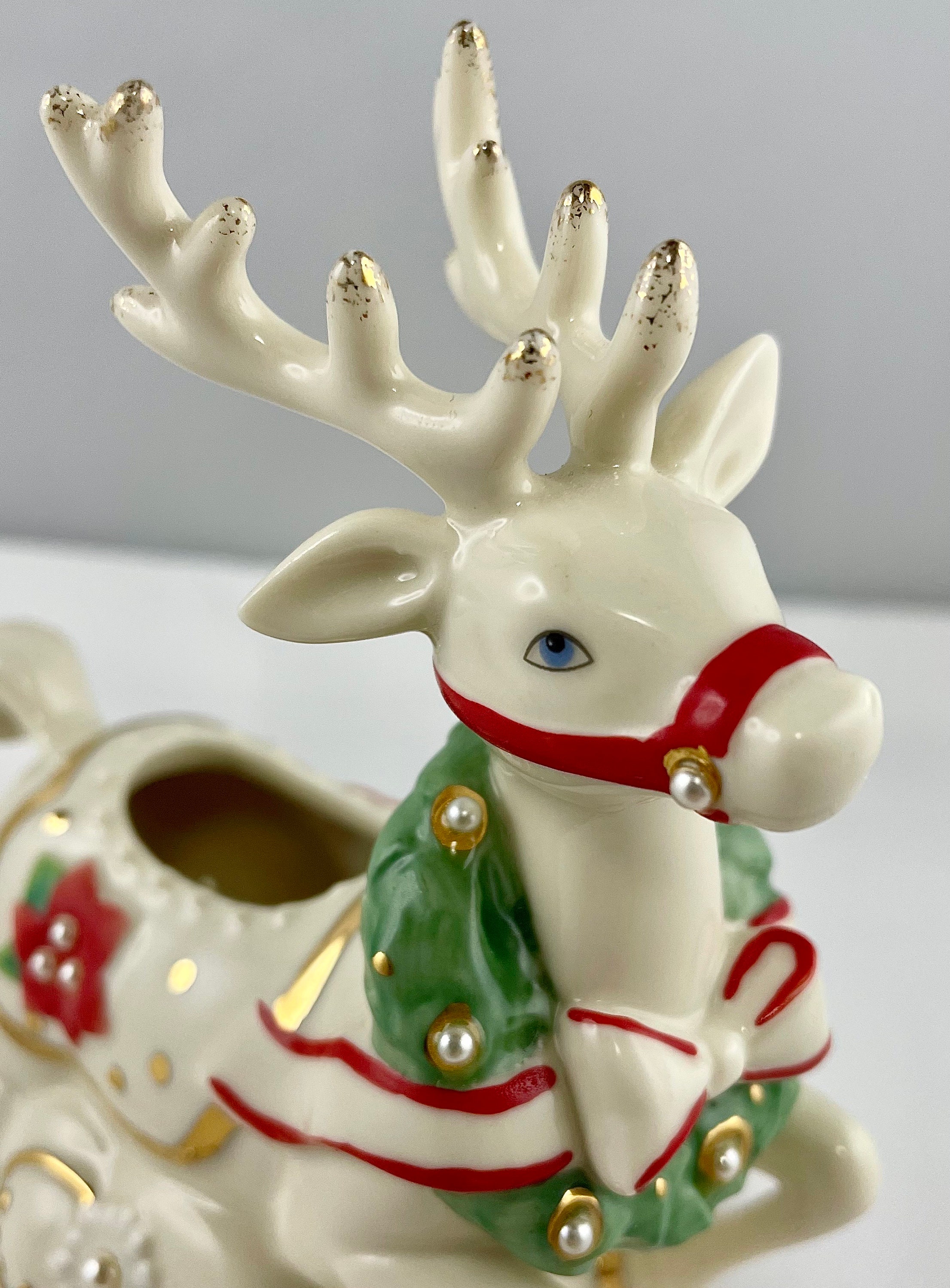 LENOX サリー ビンテージ イースター 陶器 フィギュア Christmas 2024! Vintage Lenox Reindeer Vase Embellished With