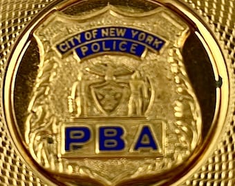 Vintage Stratton Made in England Compact with NYC Policeman's Benevolent Association Badge