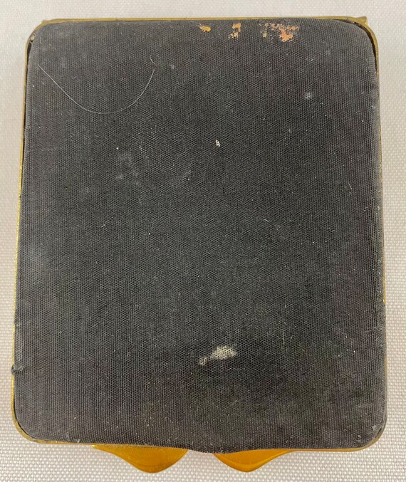 Vintage Vinyl Fabric Rectangular Compact with Gol… - image 3