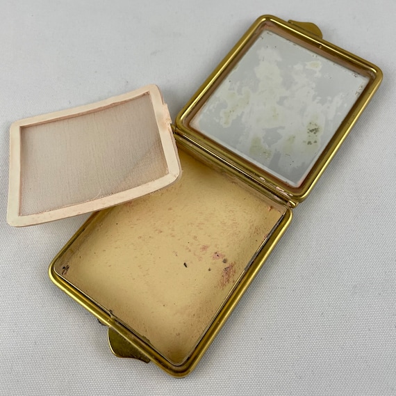 Vintage Vinyl Fabric Rectangular Compact with Gol… - image 5