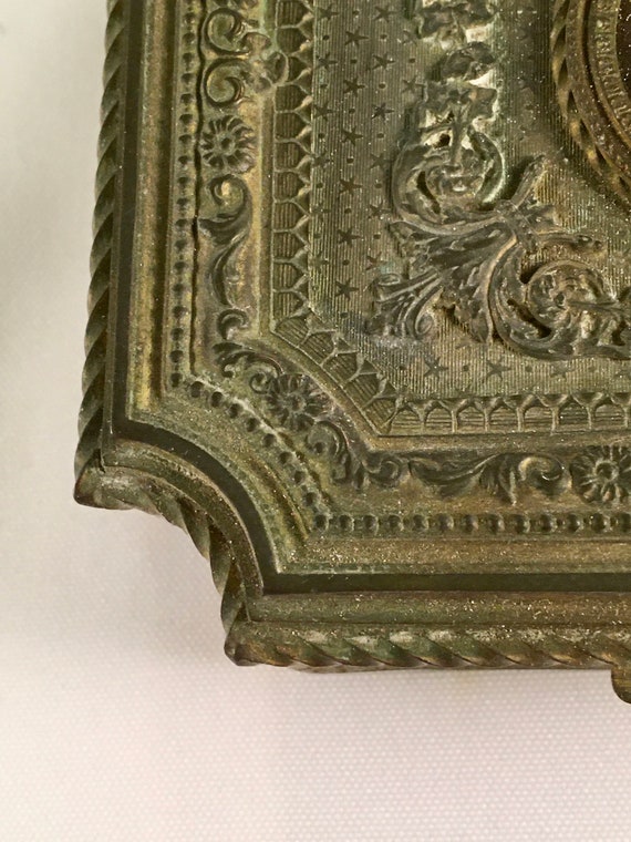 Antique French Bronze or Brass Jewelry Casket or Box … Gem