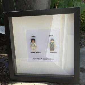 Ich liebe dich, ich weiß, Star Wars Prinzessin Leia & Han Solo Replik Hochzeitstag Geschenk Personalisierte Wand Kunst Box Rahmen Bild Geschenk