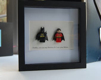 Batman & Robin Frame Superhero Dad Birthday Personalised Present Frame Fathers Son Birthday Gift Wall Art Box frame