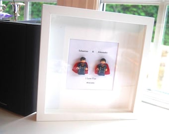 Mr. & Mr. Superhero Lego Wedding Gift Frame, Personalized