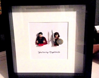 Personalized Superhero Couple Shadow Box Art, Birthday Gift
