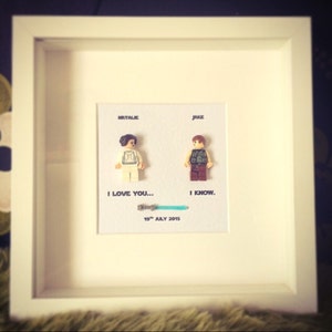 Te amo... lo sé Marco de cuadro de arte de pared personalizado de la princesa Leia y Han Solo de Star Wars, regalo de compromiso o boda
