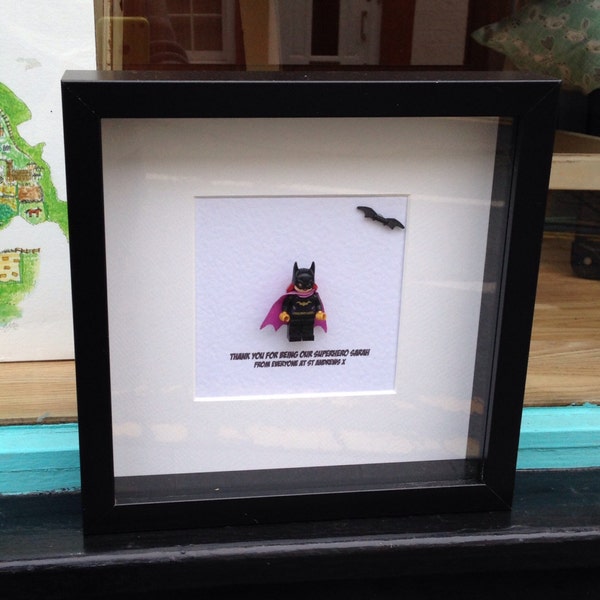 Work colleague gift, leaving or Christmas gift for work friend or Boss Batgirl or any superhero shadow box art frame.