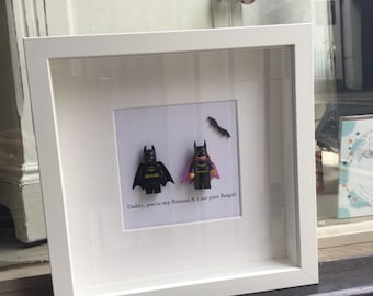Dad Daddy Daughter little girl Batman & Batgirl Birthday Gift Father Daughter Batman Batgirl Box Frame You're my Batman Father's Day gift