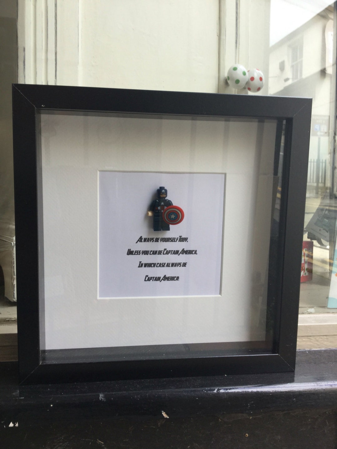 Personalized Captain America Minifigure Shadow Box Frame Father's Day ...