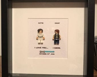 Star Wars Wedding  Gift Frame I Love you I Know Princess Leia and Han Solo Personalised Frame Engagement or Anniversary Gift