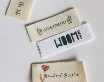 custom printed cotton labels ribbon soft skin-friendly washable print different colors