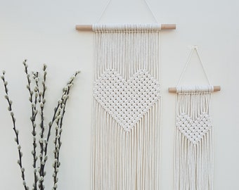 Macrame Heart Wall Hangings - Small and large - Handmade Gift - Boho Home Decor - Beige