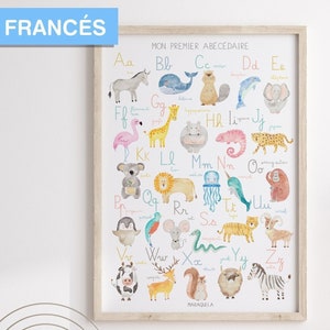 Abecedario en FRANCÉS/ Mon premier abécédaire / Animal Alphabet in French language - Lámina del alfabeto de los animales en lengua francesa