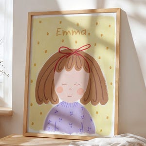 Decorazione per Bambine | Ritratto Minimalista per Cameretta | Stampa Ispiratrice | Arte Moderna da Parete | Bambina No 1