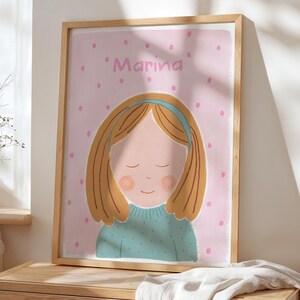 Decorazione per bambine | Ritratto moderno per la stanza di bambine | Decorazione femminile | Arte fatto a mano | Pittura Bambina No. 6