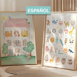 PACK DESCUENTO: Mis Números (casa de animales) + Mi Abecedario. ESPAÑOL. Lámina números + alfabeto -  Láminas educativas de números y letras
