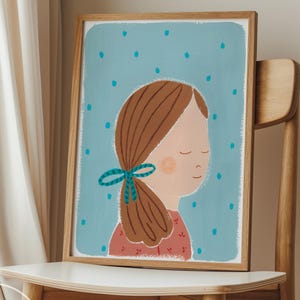 Arte dipinta a mano per bambine | Arte da parete femminile moderna | Design delicato | Decorazione elegante per ragazze | Bambina n. 11