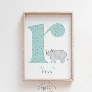 Lámina LETRA INGLÉS - Inicial con ilustración animal