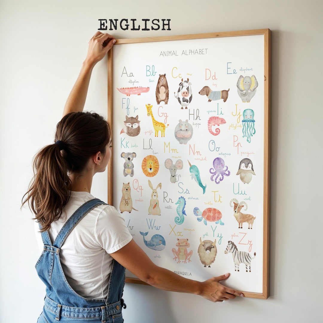 Abecedario de Animales en Inglés – Lámina Educativa Montessori, Póster ...