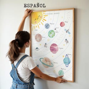 Poster Sistema Solare | Poster Educativo per Bambini | Decorazione Montessori | Illustrazione Pianeti | Arte ad Acquerello | SPAGNOLO