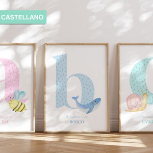 Lámina LETRA - INICIAL personalizada con ilustración animal.