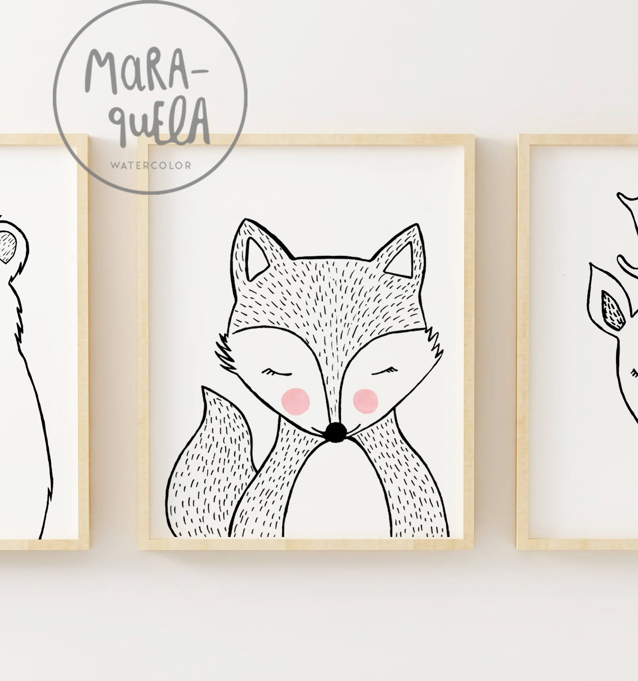 SET Animales de bosque, blanco y negro / Woodland ANIMALS SET. Black